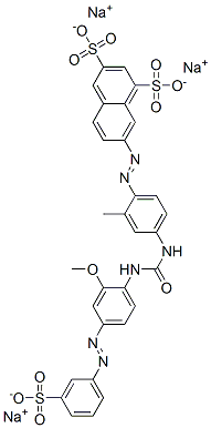 trisodium 7-[[4-[[[[2-methoxy-4-[(3-sulphonatophenyl)azo]phenyl]amino]carbonyl]amino]-o-tolyl]azo]naphthalene-1,3-disulphonate CAS#: 67969-87-3
