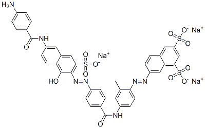 trisodium 7-[[4-[[4-[[6-[(4-aminobenzoyl)amino]-1-hydroxy-3-sulphonato-2-naphthyl]azo]benzoyl]amino]-o-tolyl]azo]naphthalene-1,3-disulphonate CAS#: 6104-56-9