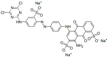 trisodium 8-amino-5-[[4-[[4-[(4,6-dichloro-1,3,5-triazin-2-yl)amino]-2-sulphonatophenyl]azo]phenyl]amino]-9,10-dihydro-9,10-dioxoanthracene-1,7-disulphonate CAS#: 70865-34-8