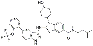 1-(4-Hydroxycyclohexyl)-2-[[5-(2-trifluoromethoxyphenyl)-1H-indazol-3-yl]amino]-1H-benzimidazole-5-carboxylic acid (3-methylbutyl)amide CAS#: 1012104-68-5