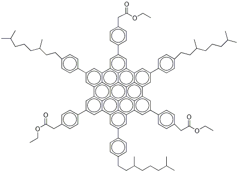 2,8,14-Tris[4-(3,7-dimethyloctyl)phenyl]-5,11,17-tris(4’ethylacetatephenyl)-hexa-peri-hexabenzocoronene CAS#: 1018967-72-0