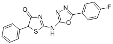 2-((5-(4-Fluorophenyl)-1,3,4-oxadiazol-2-yl)amino)-5-phenyl-4(5H)-thia zolone CAS#: 199339-13-4
