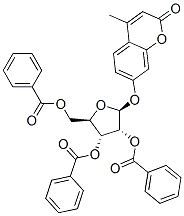 2H-1-Benzopyran-2-one, 4-methyl-7-(2,3,5-tri-O-benzoyl-.beta.-D-ribofuranosyl)oxy- CAS#: 195385-92-3