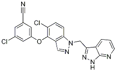 3-(1-((1H-pyrazolo[3,4-b]pyridin-3-yl)Methyl)-5-chloro-1H-indazol-4-yloxy)-5-chlorobenzonitrile CAS#: 1034474-19-5