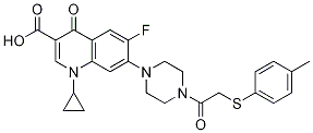 3-Quinolinecarboxylic acid, 1-cyclopropyl-6-fluoro-1,4-dihydro-7-[4-[2-[(4-Methylphenyl)thio]acetyl]-1-piperazinyl]-4-oxo- CAS#: 1054011-31-2