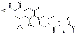 3-Quinolinecarboxylic acid, 1-cyclopropyl-6-fluoro-1,4-dihydro-8-Methoxy-7-[4-[[[(1S)-2-Methoxy-1-Methyl-2-oxoethyl]aMino]thioxoMethyl]-3-Methyl-1-piperazinyl]-4-oxo- CAS#: 1035086-11-3