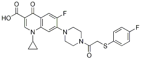 3-Quinolinecarboxylic acid, 1-cyclopropyl-6-fluoro-7-[4-[2-[(4-fluorophenyl)thio]acetyl]-1-piperazinyl]-1,4-dihydro-4-oxo- CAS#: 1053951-78-2