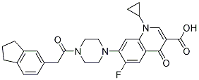 3-Quinolinecarboxylic acid, 1-cyclopropyl-7-[4-[2-(2,3-dihydro-1H-inden-5-yl)acetyl]-1-piperazinyl]-6-fluoro-1,4-dihydro-4-oxo- CAS#: 1054011-63-0