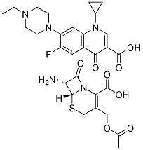 3-Quinolinecarboxylic acid, 1-cyclopropyl-7-(4-ethyl-1-piperazinyl)-6-fluoro-1,4-dihydro-4-oxo-, Mono[(6R-trans)-3-[(acetyloxy)Methyl]-7-aMino-8-oxo-5-thia-1-azabicyclo[4.2.0]oct-2-ene-2-carboxylate] (9CI) CAS#: 191470-04-9