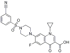 3-Quinolinecarboxylic acid, 7-[4-[(3-cyanophenyl)sulfonyl]-1-piperazinyl]-1-cyclopropyl-6-fluoro-1,4-dihydro-4-oxo- CAS#: 1057870-85-5