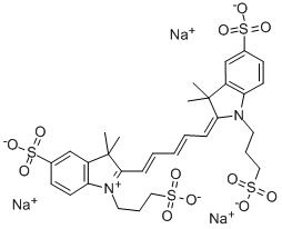 3H-INDOLIUM, 2-[5-[1,3-DIHYDRO-3,3-DIMETHYL-5-SULFO-1-(3-SULFOPROPYL)-2H-INDOL-2-YLIDENE]-1,3-PENTADIENYL]-3,3-DIMETHYL-5-SULFO-1-(3-SULFOPROPYL)-, INNER SALT, TRISODIUM SALT CAS#: 190517-63-6