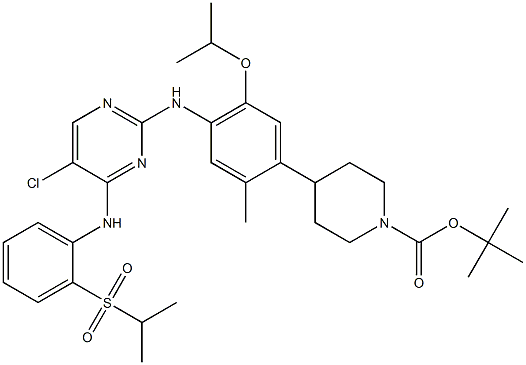 4-[4-[[5-Chloro-4-[[2-[(propan-2-yl)sulfonyl]phenyl]amino]pyrimidin-2-yl]amino]-5-isopropoxy-2-methylphenyl]piperidine-1-carboxylic acid tert-butyl ester CAS#: 1032903-64-2