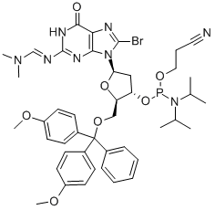 8-BROMO-5'-O-(4,4'-DIMETHOXYTRITYL)-N2-DIMETHYLAMINOMETHYLENE-2'-DEOXYGUANOSINE, 3'-[(2-CYANOETHYL)-(N,N-DIISOPROPYL)]PHOSPHORAMIDITE CAS#: 198080-37-4