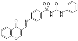 Benzenesulfonamide, 4-(((4-oxo-4H-1-benzopyran-3-yl)methylene)amino)-N -((phenylamino)carbonyl)- CAS#: 198649-70-6
