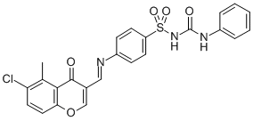 Benzenesulfonamide, 4-(((6-chloro-5-methyl-4-oxo-4H-1-benzopyran-3-yl) methylene)amino)-N-((phenylamino)carbonyl)- CAS#: 198649-73-9