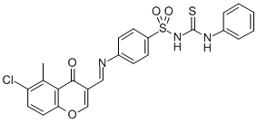 Benzenesulfonamide, 4-(((6-chloro-5-methyl-4-oxo-4H-1-benzopyran-3-yl) methylene)amino)-N-((phenylamino)thioxomethyl)- CAS#: 198649-77-3