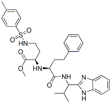 Butanoic acid, 2-[[1-[[[1-(1H-benzimidazol-2-yl)-2-methylpropyl]amino]carbonyl]-3-phenylpropyl]amino]-4-[[(4-methylphenyl)sulfonyl]amino]-, methyl ester, [2R-[2R*[S*(S*)]]]- (9CI) CAS#: 184685-23-2