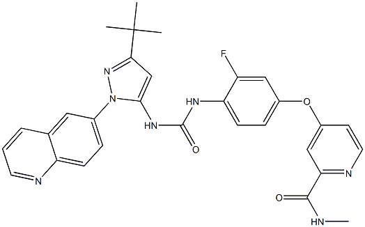 N-[3-tert-Butyl-1-(quinolin-6-yl)-1H-pyrazol-5-yl]-N'-[2-fluoro-4-[(2-(MethylcarbaMoyl)pyridin-4-yl)oxy]phenyl]urea CAS#: 1020226-00-9