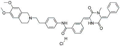 N-[4-[2-(3,4-Dihydro-6,7-dimethoxy-2(1H)-isoquinolinyl)ethyl]phenyl]-3-[(Z)-[(5Z)-4-methyl-3,6-dioxo-5-(phenylmethylene)piperazinylidene]methyl]benzamidehydrochloride CAS#: 180422-22-4