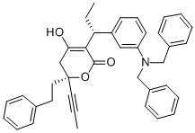 [R-(R*,R*)]-3-[1-[3-[Bis(phenylmethyl)amino]phenyl]propyl]-5,6-dihydro-4-hydroxy-6-(2-phenylethyl)-6-(1-propynyl)-2H-pyran-2-one CAS#: 188559-25-3
