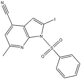 1-(Phenylsulphonyl)-4-cyano-2-iodo-6-Methyl-7-azaindole CAS#: 1227268-52-1