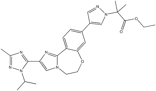 1H-Pyrazole-1-acetic acid, 4-[5,6-dihydro-2-[3-Methyl-1-(1-Methylethyl)-1H-1,2,4-triazol-5-yl]iMidazo[1,2-d][1,4]benzoxazepin-9-yl]-α,α-diMethyl-, ethyl ester CAS#: 1282514-64-0