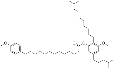 13-(4-Methoxyphenyl)tridecanoic acid 3-methoxy-2-(9-methyldecyl)-5-(4-methylpentyl)phenyl ester CAS#: 71142-41-1