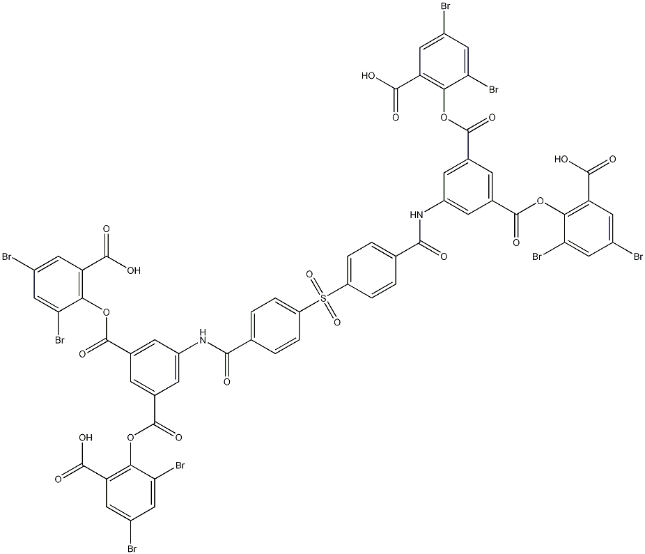 1,3-Benzenedicarboxylic acid, 5,5'-[sulfonylbis(4,1-phenylenecarbonylimino)]bis-, 1,1',3,3'-tetrakis(2,4-dibromo-6-carboxyphenyl) ester CAS#: 1083166-27-1