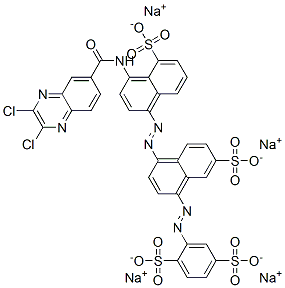 1,4-Benzenedisulfonic acid, 2-[[4-[[4-[[(2,3-dichloro- 6-quinoxalinyl)carbonyl]amino]-5-sulfo-1-naphthalenyl ]azo]-7-sulfo-1-naphthalenyl]azo]-, tetrasodium salt CAS#: 72639-37-3