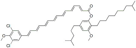 15-(3,5-Dichloro-4-methoxyphenyl)-2,4,6,8,10,12,14-pentadecaheptaenoic acid 3-methoxy-2-(9-methyldecyl)-5-(4-methylpentyl)phenyl ester CAS#: 71246-78-1