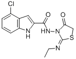 1H-Indole-2-carboxamide, 4-chloro-N-(2-(ethylimino)-4-oxo-3-thiazolidi nyl)- CAS#: 72549-07-6