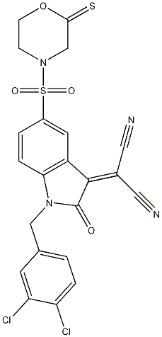 2-[1-(3,4-Dichlorobenzyl)-2-oxo-5-(thiomorpholinosulfonyl)indolin-3-ylidene]malononitrile CAS#: 1144853-65-5