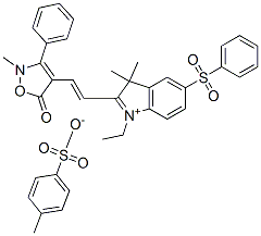 2-[2-(2,5-dihydro-2-methyl-5-oxo-3-phenylisoxazol-4-yl)vinyl]-1-ethyl-3,3-dimethyl-5-(phenylsulphonyl)-3H-indolium toluene-p-sulphonate CAS#: 70714-82-8