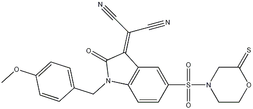 2-[(4-Methoxybenzyl)-2-oxo-5-(thiomorpholinosulfonyl)indolin-3-ylidene]malononitrile CAS#: 1144853-59-7