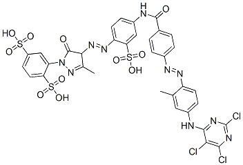 2-[4,5-dihydro-3-methyl-4-[[4-[[4-[[2-methyl-4-[(2,5,6-trichloropyrimidin-4-yl)amino]phenyl]azo]benzoyl]amino]-2-sulphophenyl]azo]-5-oxo-1H-pyrazol-1-yl]benzene-1,4-disulphonic acid CAS#: 71750-84-0