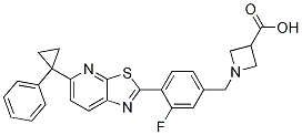 3-Azetidinecarboxylic acid, 1-[[3-fluoro-4-[5-(1-phenylcyclopropyl)thiazolo[5,4-b]pyridin-2-yl]phenyl]Methyl]- CAS#: 1202073-26-4