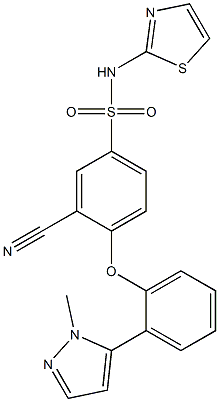 3-Cyano-4-[2-(1-methyl-1H-pyrazol-5-yl)phenoxy]-N-2-thiazolyl-benzenesulfonamide CAS#: 1235397-05-3