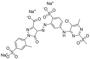 4-[[5-[[5-chloro-6-methyl-2-(methylsulphonyl)-4-pyrimidinyl]amino]-2-sulphophenyl]azo]-4,5-dihydro-1-(2-methyl-4-sulphophenyl)-5-oxo-1H-pyrazole-3-carboxylic acid, sodium salt CAS#: 72639-25-9