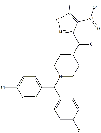 [4-[Bis(4-chlorophenyl)methyl]piperazin-1-yl]-(5-methyl-4-nitro-1,2-oxazol-3-yl)methanone CAS#: 1360705-96-9