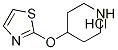 4-(Thiazol-2-yloxy)-piperidine hydrochloride, 98+% C8H13ClN2OS, 分子量 220.72 CAS#: 1185314-68-4