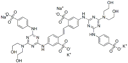 4,4'-bis[[4-[bis(2-hydroxyethyl)amino]-6-[(4-sulphophenyl)amino]-1,3,5-triazin-2-yl]amino]stilbene-2,2'-disulphonic acid, potassium sodium salt CAS#: 72187-40-7