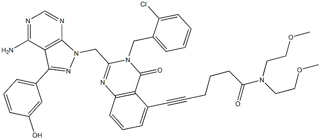 5-HexynaMide, 6-[2-[[4-aMino-3-(3-hydroxyphenyl)-1H-pyrazolo[3,4-d]pyriMidin-1-yl]Methyl]-3-[(2-chlorophenyl)Methyl]-3,4-dihydro-4-oxo-5-quinazolinyl]-N,N-bis(2-Methoxyethyl)- CAS#: 1293915-42-0