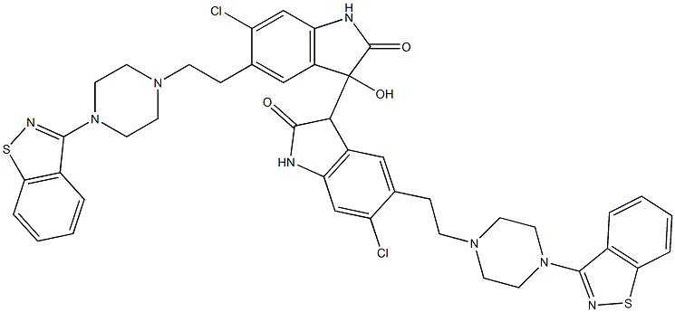 5,5'-Bis(2-(4-(benzo[d]isothiazol-3-yl)piperazin-1-yl)ethyl)-6,6'-dichloro-3-hydroxy-3,3'-biindoline-2,2'-dione CAS#: 1303996-68-0