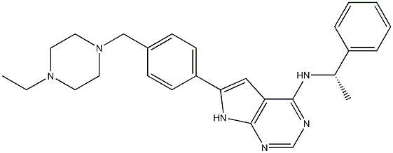 6-[4-[(4-Ethyl-1-piperazinyl)methyl]phenyl]-N-[(1S)-1-phenylethyl]-7H-pyrrolo[2,3-d]pyrimidin-4-amine CAS#: 1155336-34-7