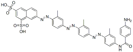 7-[[4-[[4-[[4-[(4-Aminobenzoyl)amino]-2-methylphenyl]azo]-2-methylphenyl]azo]-2-methylphenyl]azo]-1,3-naphthalenedisulfonic acid CAS#: 71033-06-2