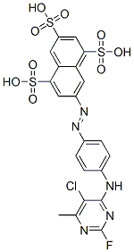 7-[[4-[(5-Chloro-2-fluoro-6-methyl-4-pyrimidinyl)amino]phenyl]azo]-1,3,5-naphthalenetrisulfonic acid CAS#: 72630-73-0