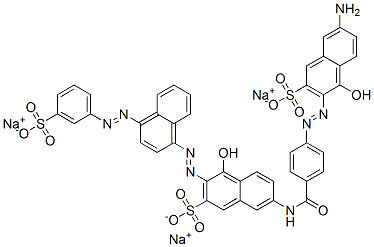 7-[[4-[(6-Amino-1-hydroxy-3-sulfo-2-naphthalenyl)azo]benzoyl]amino]-4-hydroxy-3-[[4-[(3-sulfophenyl)azo]-1-naphthalenyl]azo]-2-naphthalenesulfonic acid trisodium salt CAS#: 71033-09-5