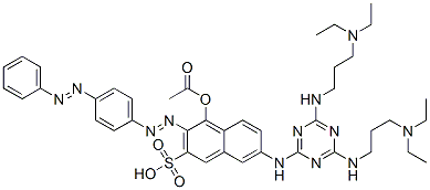 7-[[4,6-bis[[3-(diethylamino)propyl]amino]-1,3,5-triazin-2-yl]amino]-4-hydroxy-3-[[p-(phenylazo)phenyl]azo]naphthalene-2-sulphonic acid, monoacetate CAS#: 71032-95-6