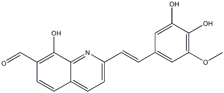 7-Quinolinecarboxaldehyde, 2-[2-(3,4-dihydroxy-5-methoxyphenyl)ethenyl]-8-hydroxy- CAS#: 1263287-73-5