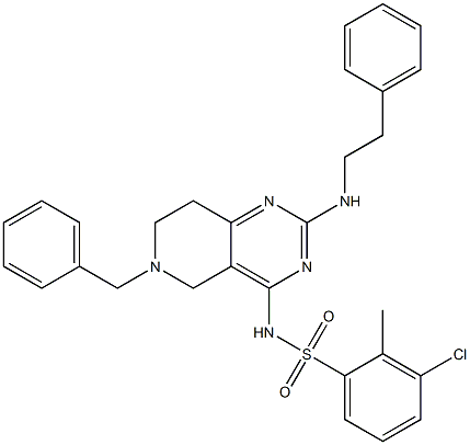 BenzenesulfonaMide, 3-chloro-2-Methyl-N-[5,6,7,8-tetrahydro-2-[(2-phenylethyl)aMino]-6-(phenylMethyl)pyrido[4,3-d]pyriMidin-4-yl]- CAS#: 1208123-85-6